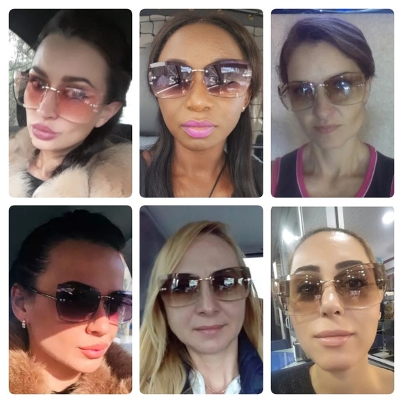 (5🌟rated) Brown Diamond Square Rimless sunglasses - Picture 7 of 8